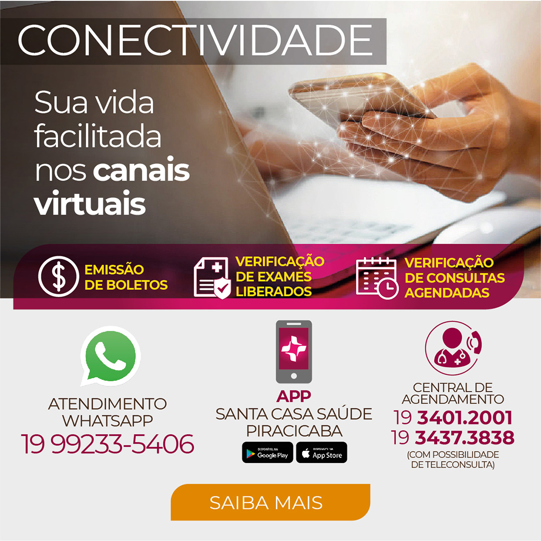 A gente facilita sua vida. Canais Virtuais. Emissão de boletos. Verificação de Exames Liberados. Verificação de consultas agendadas.